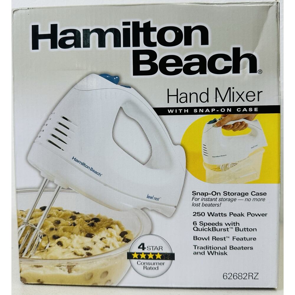 Hamilton Beach 6-Speed Electric Hand Mixer with Whisk, Traditional Beaters, Snap